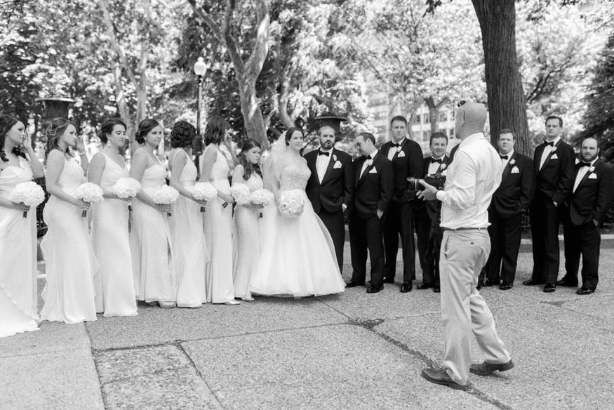 Bridal party portraits at Washington Square Park in Philadelphia.
